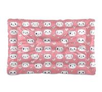 Happy Cartoon Heart Cat Blush Dog Bed Mat Soft Anti-Slip Kennel Pad for Large Jumbo Medium Small Dogs 36" x 24"