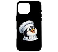 Happy Cartoon Penguin Chef Cooking in Kitchen Case for iPhone 16 Pro Max