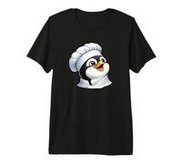 Happy Cartoon Penguin Chef Cooking in Kitchen Premium T-Shirt
