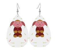 Happy cartoon pig Leather earrings, European and American style earrings for young women, birthday gifts/Valentine's Day gifts