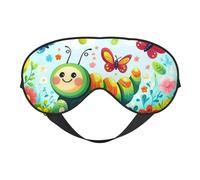 Happy Caterpillar Print Sleep Mask with Adjustable Strap, Comfortable Eye Cover for Travel, Yoga, Napping, Sleeping & Relaxation