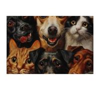 Happy Cats and Dogs Placemats Set of 1 for Dining Table Washable Non Slip Placemat for Christmas Holiday Birthday Party Table