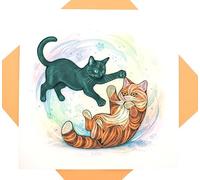 Happy Cats, Quilling Card 3D - Unique Dedicated Handmade, Design Greeting Card for Birthday, Valentine's Day, Mothers Day, Spring, Fathers Day, Graduation, Wedding, Anniversary, Thank You, Get Well