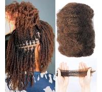 HAPPY&CC Afro Kinkys Bulk Human Hair for Dreadlock Extensions 10 Inch 50g #4 Ombre A #30 Auburn Red Afro Kinky Bulk Human Hair for Braiding Crazy Repair #4