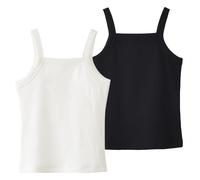 Happy Cherry 2 Pack Kids Classic Solid Camisole Undershirts Toddler Girls Cotton Racerback Tank Top Multipack All Season Wear 110 White/Black