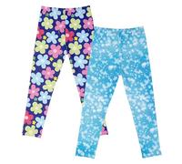 Happy Cherry 2 Pack Kids Girls Trousers Floral Pattern Snowflake Pattern Stretch Leggings 6-7 Years