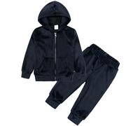 Happy Cherry - 2 Pieces Kids Solid Hoodie Set Winter Sports Suit Tracksuit Sets with Jogging Bottoms Toddler Sweatshirt and Sweatpants Plain Loungewear for Running Walking Hiking 1-7 Years