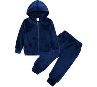 Happy Cherry - 2 Pieces Kids Solid Hoodie Set Winter Sports Suit Tracksuit Sets with Jogging Bottoms Toddler Sweatshirt and Sweatpants Plain Loungewear for Running Walking Hiking 1-7 Years
