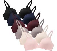 Happy Cherry - 3/4/5/6 Pieces Young Girls Underwear Bras Cotton Sports Athletic Bra Wire Free Bralette Light Padded Crop Top No Steel Ring with Adjustable Strap Kid to Teen for 12-18 Years White Blue