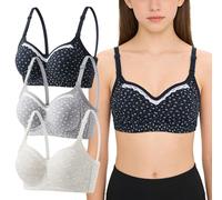 Happy Cherry 3 Pack Soft Padded Bras for Girls Teens Wire Free Padded Developed Training Bra Seamless Casual Underwear Teenage Crop Top 34A