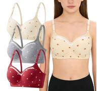 Happy Cherry 3 Pack Teen Girl’s Bra Cotton Puberty Wire Free Underwear with Adjustable Strap Training Bralette for Girls and Women 34A
