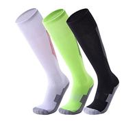 Happy Cherry 3 Packs Kids Football Socks Children Knee High Coccer Socks Boys Girls Athlete Compression Gym School Team Sport Training Accessories 7-12 Years Old
