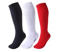 Happy Cherry 3 Packs Kids Football Socks Children Knee High Coccer Socks Boys Girls Athlete Compression Gym School Team Socks 7-12 Years Old