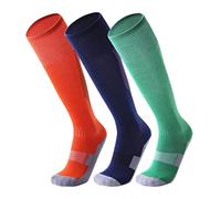 Happy Cherry 3 Packs Kids Football Socks Children Knee High Coccer Socks Boys Girls Athlete Compression Gym School Team Sport Training Accessories 7-12 Years Old