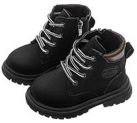 Happy Cherry Ankle Boots for Autumn Winter Boys Girls Leather Ankle Boots Waterproof School Boots Little Kid Anti -Slip Rubber Sole Bootie with Zip Size 9