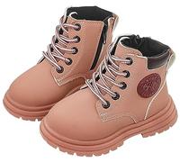 Happy Cherry Ankle Boots for Autumn Winter Boys Girls Leather Ankle Boots Waterproof School Boots Little Kid Anti -Slip Rubber Sole Bootie with Zip Size 5.5