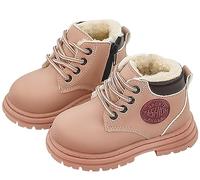 Happy Cherry Ankle Boots for Autumn Winter Boys Girls Leather Ankle Boots with Warm Lining Waterproof School Boots Little Kid Anti -Slip Rubber Sole Bootie with Zip Size 5.5