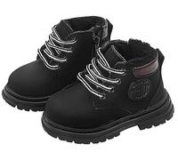 Happy Cherry Ankle Boots for Autumn Winter Boys Girls Leather Ankle Boots with Warm Lining Waterproof School Boots Little Kid Anti -Slip Rubber Sole Bootie with Zip Size 9