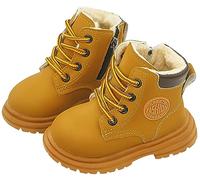 Happy Cherry Ankle Boots for Autumn Winter Boys Girls Leather Ankle Boots with Warm Lining Waterproof School Boots Little Kid Anti -Slip Rubber Sole Bootie with Zip Size 5.5