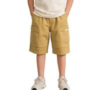 Happy Cherry Arbeitsshorts Boys Lightweight Breathable Kids' Cargo Shorts with Elastic Waist Multiple Pockets Casual Bermuda Fit for Summer Khaki 14-15 Years