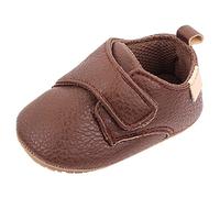 Happy Cherry Baby First Walking Shoes Newborn Infant Cute Sneakers Toddlers PU Leather Anti-Slip Soft Rubber Sole Shoes Dark Brown