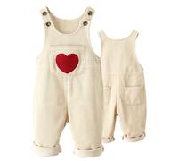 Happy Cherry Baby Girl Dungarees Overalls Toddler Boys One Piece Button Bib Pants with Adjustable Braces Infant Spring Summer Fall Clothing 2-3 Years