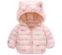 Happy Cherry Baby Girl Winter Puffer Jacket Cute Cartoon Hood Coat Windproof 12-18Months