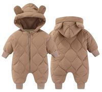 Happy Cherry Baby Snowsuit Winter Puffer Romper Hooded Baby Boys Girls Jumpsuit Warm Long Sleeve Coat Jacket 6-9 month