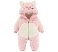Happy Cherry - Baby Winter Hooded Romper Snowsuit Toddler Warm Infant Boys Girls One Piece Outfit Fleece Jumpsuit Newborn Long Sleeve Outerwear Bear Ear Bodysuit for 0-18 Month