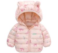 Happy Cherry Baby Winter Jacket Quilted Jacket with Hood Boys Long Sleeve Winter Down Jacket Girls Warm Quilted Lightweight Snow Jacket for Children 9 Months - 4 Years, pink, 18-24 Monate