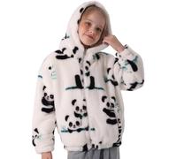 Happy Cherry Boys Girls Cute Fuzzy Warm Coat Faux Fur Printed Jacket Full-Zip Warm Hooded Toddler Sweatshirt for Fall Winter Size 130/5-7 Years