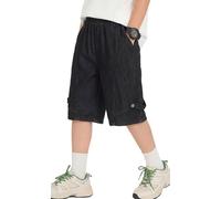 Happy Cherry Boys Hard-Wearing Denim Shorts Bermuda Jean Jorts with Pockets Elasticated Waist Baggy Fit Summer Trousers for Daily Adventures 14-15 Years Black