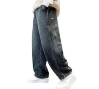 Happy Cherry Boys Jeans Kids Elasticated Waist Slim Fit Cargo Joggers Hip Hop Trouser Casual Straight Bootcut Denim Pants with Pockets 150 CM