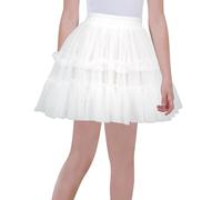 Happy Cherry Breathable Puffy Costume Outfit Teen Girls Kids Lightweight Lace Ballet Dance Tutu Skirt Spring Summer for Ceremony Birthday White 9-10 Years