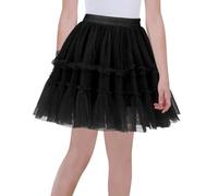 Happy Cherry Breathable Puffy Costume Outfit Teen Girls Kids Lightweight Lace Ballet Dance Tutu Skirt Spring Summer for Ceremony Birthday Black 9-10 Years
