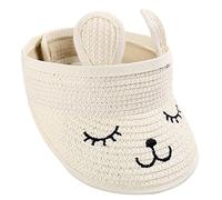 Happy Cherry - Child Summer Hat Wide Brim Sun Protection Hat Adjustable Foldable Outdoor Straw White Cap Flap Cartoon Hat Girls Kids to Go Out and Play Beach Seaside Pool for 1-7 Years