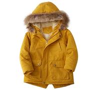 Happy Cherry Children's Autumn Winter Quilted Thickened Jackets Girls Boys Warm Hooded Coats with Collar Yellow 3-4 Years