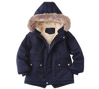 Happy Cherry Children's Autumn Winter Zipper Warm Coats Girls Boys Thick Jackets with Collar Navy Blue 7-8 Years