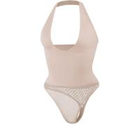 Happy Cherry Foundation One Piece Body Shaper for Women Tummy Control Stretch Mesh Briefs Overalls Soft Seamless U-Neck Shapewear Khaki M