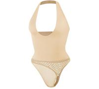 Happy Cherry Foundation One Piece Body Shaper for Women Tummy Control Stretch Mesh Briefs Overalls Soft Seamless U-Neck Shapewear Skin M