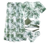 Happy Cherry - Girl 4 Piece Swim Bikini Sets Rash Guard Shirt with Cover Up Skirts Summer Hawaii Outfit Quick Dry Swimwear Sun Protection Swimsuit Kids Bathing Suit Swimming Costumes 10 Y