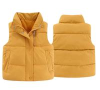 Happy Cherry Girls Boys Zip Up Puffer Vest Sleeveless Jacket Kids Padded Vests Toddler Kids Lightweight Fleece Gilets Winter Vest with Pockets Yellow 130