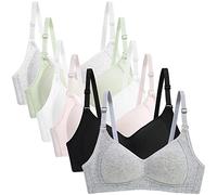 Happy Cherry - Girls First Bra Sport Bras Wireless Bralette Cotton Crop Top 3/4/5/6 Pieces Thin Breathable Pad Underwear Top Teen Girl with Removable Adjustable Strap for 12-18 Years