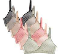 Happy Cherry - Girls First Bra Sport Bras Wireless Bralette Cotton Crop Top 3/4/5/6 Pieces Thin Breathable Pad Underwear Top Teen Girl with Removable Adjustable Strap for 12-18 Years