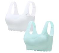 Happy Cherry Girls Ice Silk Bra Teenger Seamless Training Crop Bra Soft Wireless Underwear with Removable Pads Double Layer Bustier Adolescent Bralette Underclothes 2 Packs