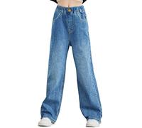 Happy Cherry Girls Jeans Wide Leg Baggy Denim Pants Retro Style Y2k for Teens 8-9 Years