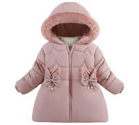 Happy Cherry Girls’ Light Coats Toddlers Warm Puffer Coat Quilted Jackets Hooded Windproof Outerwear Kids Zip Up Jacket with Two Side Pockets for Fall Winter Pink 110