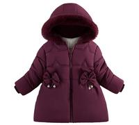 Happy Cherry Girls Lightweight Coats Windproof Baby Winter Zip Jacket Solid Winter Fleece Jacket Toddlers Warm Padded Outerwear with Pockets for Girl Wine Red 100