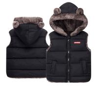 Happy Cherry Girls' Padded Gilets Kids Cute Down Puffer Hooded Sleeveless Vest Thick Windproof Zipper Jacket for Autumn Winter School Outdoors 2-3 Years