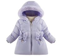 Happy Cherry Girls Solid Warm Coat Winter Hooded Outerwear Puffer Zip Jackets Kids Zip Snowsuit with Two Side Pockets for Toddler Girl Lavender Purple 100